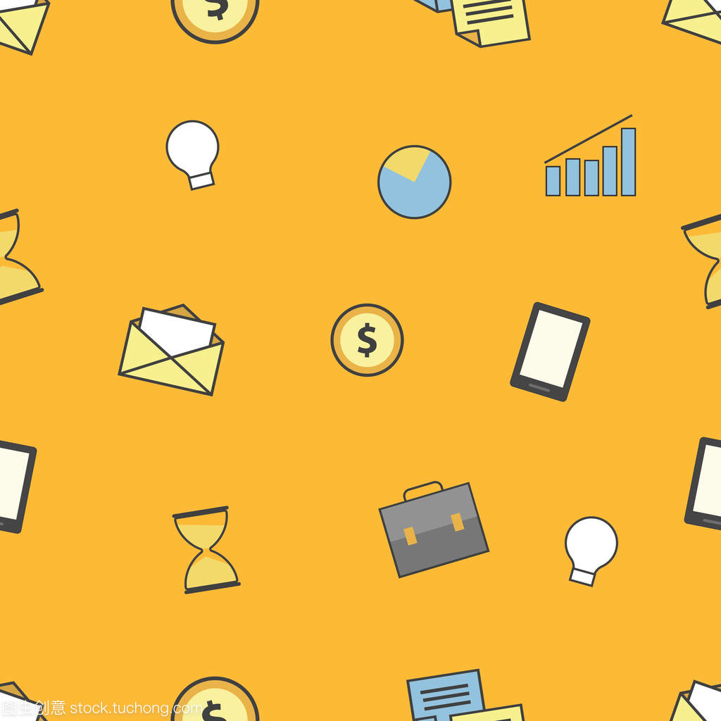 業(yè)務(wù)和財(cái)務(wù)圖標(biāo)的設(shè)置。無(wú)縫圖案背景